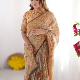ALMAARI FASHION Floral Printed Pure Cotton Banarasi Saree image 5