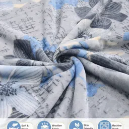 FABINALIV Grey & White Floral 300 TC Single Bedsheet with 1 Pillow Covers image 2