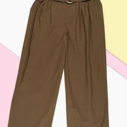 Pantaloons Junior Girls Pleated Wide-Leg Pants With Waist Belt-picture-17