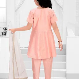 Pragya Exclusive Girls Floral Pure Cotton Kurta with Churidar & With Dupatta image 2