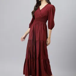 Raiyani Enterprise V-Neck Acrylic Fit & Flare Maxi Dress-image-71
