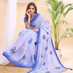 Leelavati Printed Paisley Pure Chiffon Saree image 5