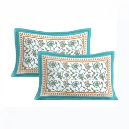 UNIBLISS White & Green Floral 144 TC Queen Bedsheet with 2 Pillow Covers image 3