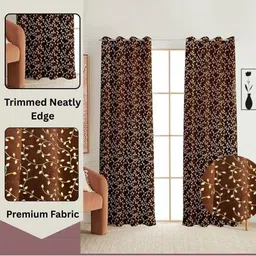 GEET CREATIONS Brown Set of 2 Floral Door Curtain image 5