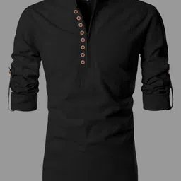 Men Solid Cotton Blend Straight Kurta-image-52