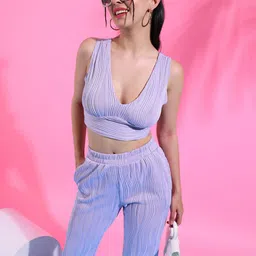 PINACOLADA Self Design V-Neck Sleeveless Top With Trouser image 5