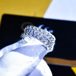 Designs & You Silver Plated CZ Stone Studded Finger Ring image 2