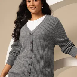 Sztori Plus size Ribbed Cardigan-image-47