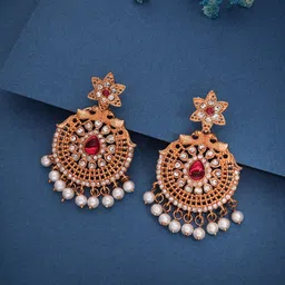Lyriss Gold Plated Artificial Beads Circular Jhumkas-picture-47