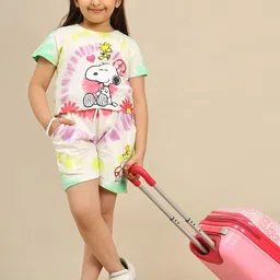 Kids Ville Girls Peanuts Printed Pure Cotton Mid Rise Shorts-picture-30