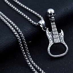 M Men Style Silver-Plated Bottle Opener Skull Sketekon Guitar Pendants image 2