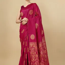 Snofi Creation Woven Design Zari Pure Silk Handloom Banarasi Saree-picture-20