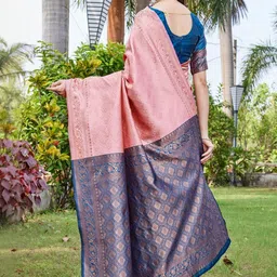 SATYAM WEAVES Ethnic Motifs Woven Design Zari Banarasi Saree image 4