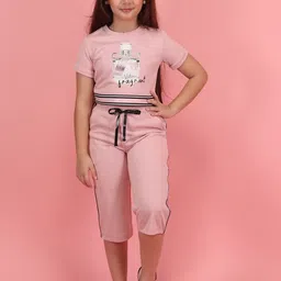CUTECUMBER Infants Girls Printed Round Neck Top With Trousers-picture-29