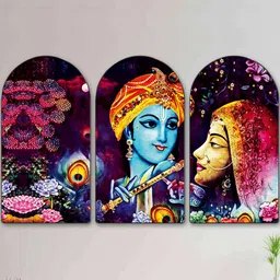 Myntra Elegant Homes Multicoloured Set of 3 Piece MDF Religious Wall Paintings image 5