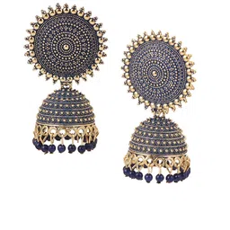 VIKESA Gold-Plated Artificial Beaded Dome Shaped Jhumkas image 5