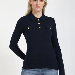 Tommy Hilfiger Women Polo Collar Applique Slim Fit T-shirt-picture-22