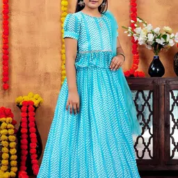 Muhuratam Girls Printed Ready to Wear Lehenga & Blouse With Dupatta image 4