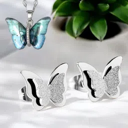 Nilu's Collection Sliver Plated American Diamond Jewellery Set image 1