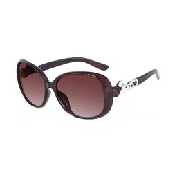 SPADEACES Unisex Brown Lens & Rose Gold-Toned Oval Sunglasses with image 3