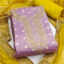 SAINOOR Sequinned Embroidered Woven Design Semi-Stitched Dress Material-picture-24