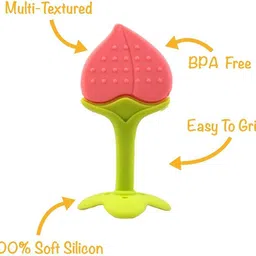 ogzglam Silicone BPA Free Fruit Shape Teethers for Baby/Infants (Peach & Orange) Teether image 2