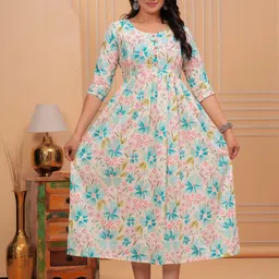 baliye Women Floral Print Viscose Rayon Anarkali Kurta image 2