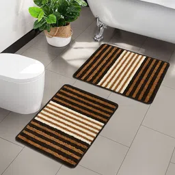 Kuber Industries 2 Pcs Brown & Black Anti-Skid Door Mats image 4