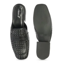 Saint G Black Slip On Block Heel Leather Moccasins image 2