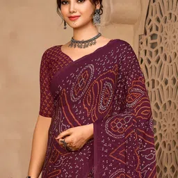 INDONIQ Bandhani Printed Bandhani Saree With Blouse Piece image 4