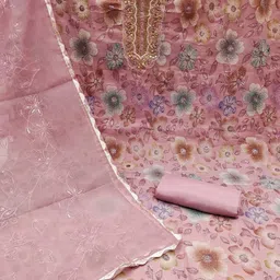 KALINI Floral Embroidered Organza Unstitched Dress Material-image-59