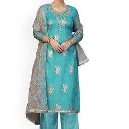Maroosh Floral Woven Design Zari Organza Unstitched Dress Material-picture-36