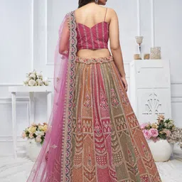 ODETTE Embellished Zari Semi-Stitched Lehenga & Unstitched Blouse With Dupatta image 3