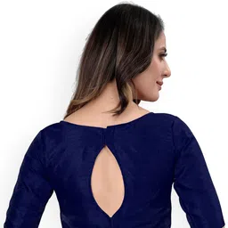 HERE&NOW Silk Boat Neck Padded Saree Blouse image 3