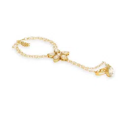 OOMPH Hathphool Kundan Studded & Pearls Beaded Ring Bracelet-picture-39