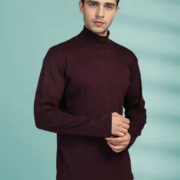Mast & Harbour Men Solid Turtle Neck T-shirt image 2