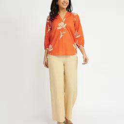 Pink Fort Floral Print Cotton Top image 2