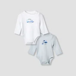 Juniors by Babyshop Boys Pack Of 2 Graphic Printed Crew Neck Cotton Bodysuit-picture-27