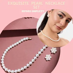 ORANGENYSHA Gold-Plated Pearls Beaded Jewellery Set image 3