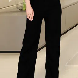 NEUNK Women Comfort Straight Fit Mid-Rise Slash Knee Stretchable Jeans-picture-13