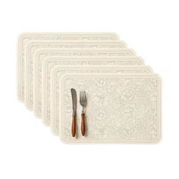 Myntra Elegant Homes 6Pcs Beige & Grey Patterned Waterproof Anti-Slip Table Placemats-picture-22