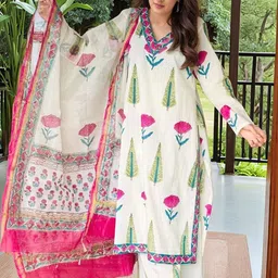 Aaghnya Women Printed Viscose Rayon Kurta Sets With Dupatta-image-67