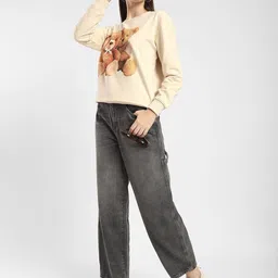 R&B Women Relaxed Fit Mid-Rise Light Fade Coated Jeans image 4