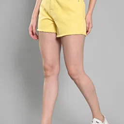 IZEL Women Washed Denim Mid-Rise Denim Shorts image 5