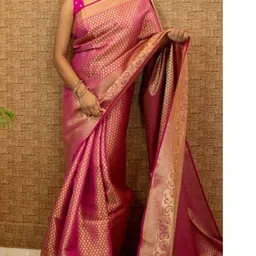 FLUXUS Ethnic Motifs Woven Design Zari Banarasi Saree image 3