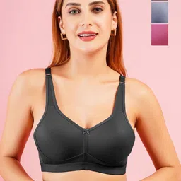DressBerry Women Pack of 3 Full Coverage Seamless Lightly Padded Wireless Minimizer Bra-image-19