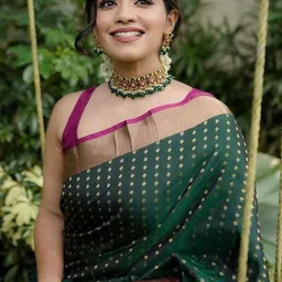 BAFNA MENS WEAR Woven Design Zari Silk Blend Saree image 3