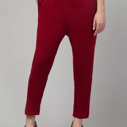 fambee Women Regular Fit Maroon Wool Trousers image 1