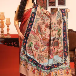 Pashmoda Tribal Embroidered Naqqashi Pure Wool Shawl-picture-28