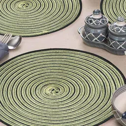 TIED RIBBONS 4-Pcs Green & Olive Round Table Placemats image 2